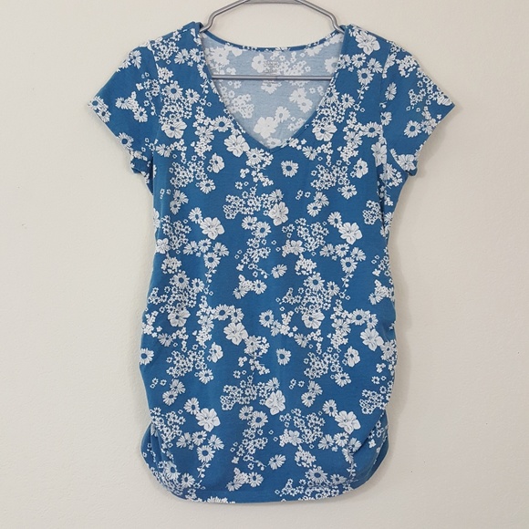 Old Navy Tops - Old Navy Maternity Fitted Blue & White Floral Top